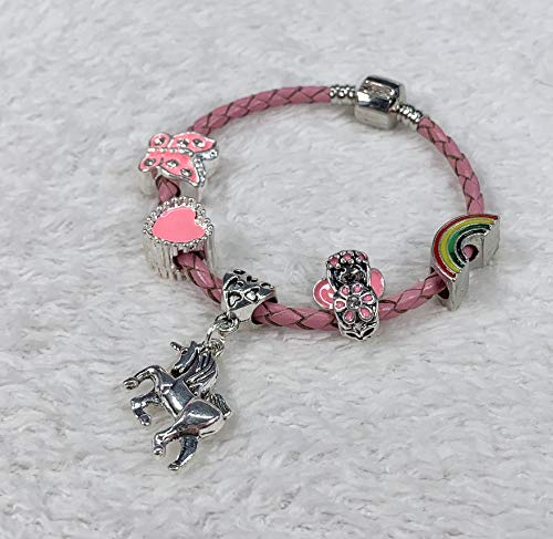 Unicorn, rainbow & Butterfly Charm Bracelet