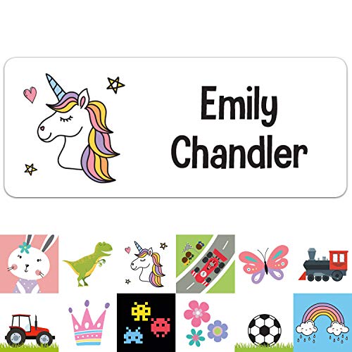 Personalised Stick On Waterproof Name Labels | Pack of 30 | Unicorn