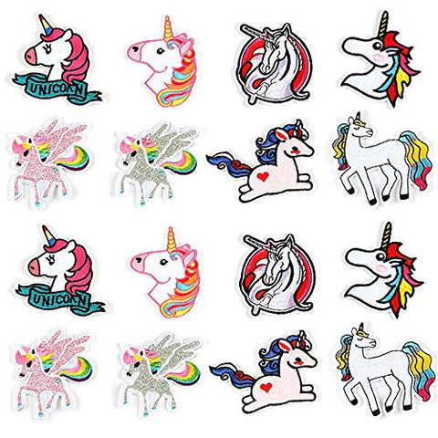16 Pcs Unicorn Patches | Iron-On Patches | Embroidered Appliques  