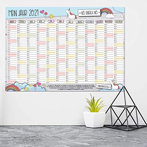 Cute Unicorn Wall Calendar 2021 A3 Landscape Format