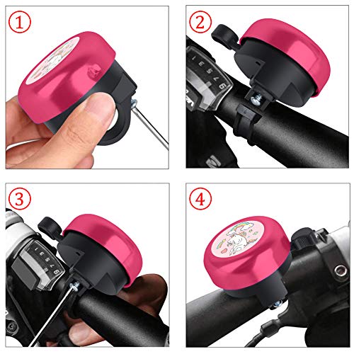 OOK Bike Bell for Kids,Aluminum Bicycle Bell Bicycle Bell with Crisp Loud Sound Adjustable Bike Ringer Unicorn Pink