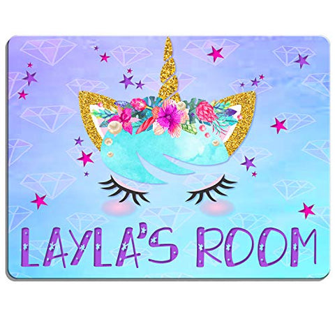 Unicorn Girls Bedroom Door Sign Personalised Childs Name