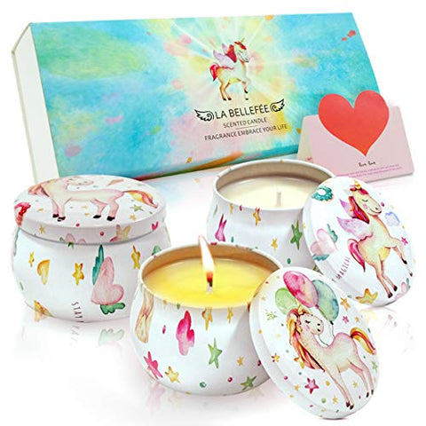 Unicorn Scented Candles | Aromatherapy Gift Set | Natural Soy Wax Candle 