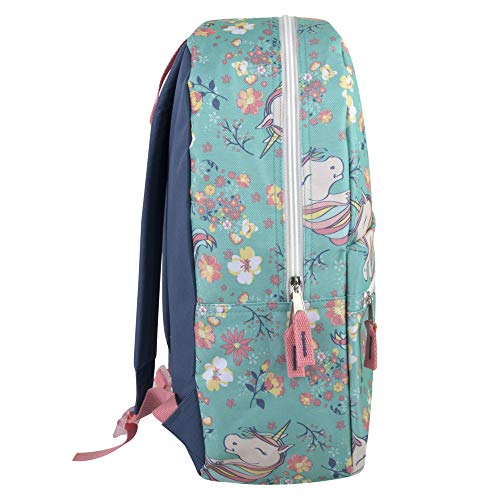 Turquoise Floral Unicorn Backpack 