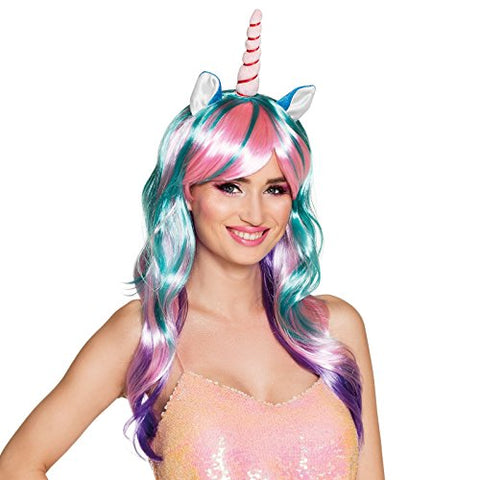 Pastel Pink Unicorn Horn Wig with Ears Fancy Dress Costume