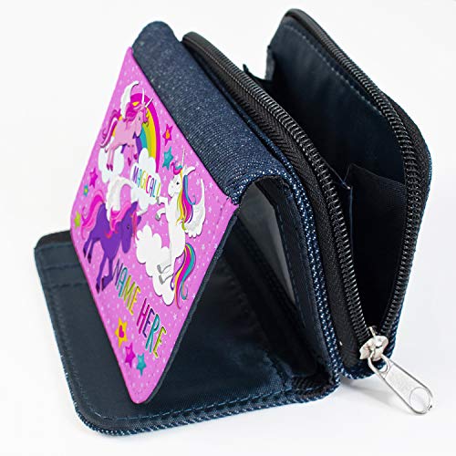 Personalised Unicorn Girls Wallet Denim 