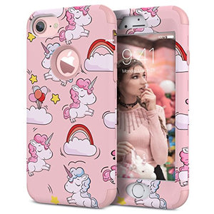 iPhone 7 Plus Case, WE LOVE CASE iPhone 7 Plus Case Shockproof 3in1 360 Hard Back Pattern  Heavy Duty Silicone Bumper Defender iPhone 7 Plus Case Protective Unicorn