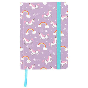 unicorn rainbow notebook with bookmark and elastic strap