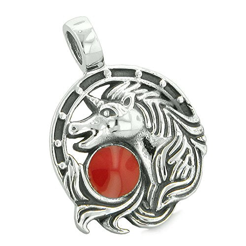 Wellbeing unicorn necklace - red pearl