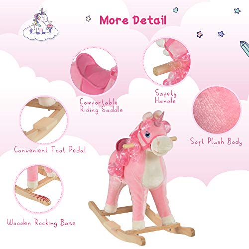 Kids Pink Rocking Unicorn | Children's Rocker | Toy Gift | 36 - 72 Mon ...
