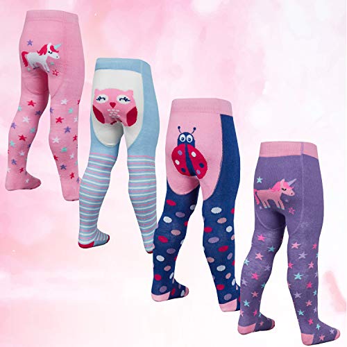 Babies Girls 3 Pack Tights Cotton Rich Anti Slip Grips Unicorn Butterf All Things Unicorn