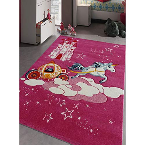 Kids Bedroom Playroom Unicorn and Castle Rug 