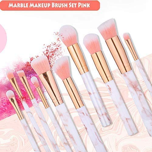 Make Up Brush Set with Holder Case | Marbled Design