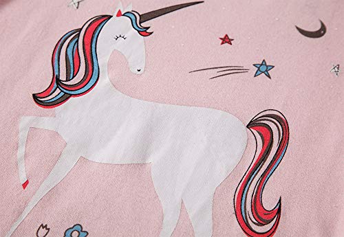 Girls Pyjamas Set Summer Toddler Clothes 100% Cotton Sleepwear Animal Printed Pink Nightwear Long Short Sleeve PJs 2 Piece Outfit for Kids Age 1-8 Years (08 Unicorn, 1-2 Years)