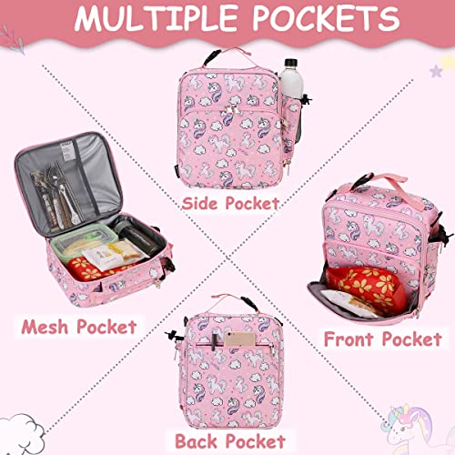 Cute Girls Unicorn Lunch Bag | Box | Pink 