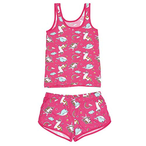 Women's Unicorn Pyjama Set | Cotton Ladies Loungewear | PJ Sleepwear Sets | Pink
