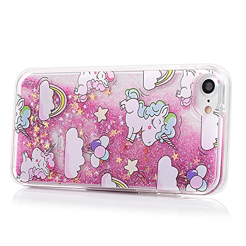 iPhone 7 Case, iPhone 8 Case, Sparkle Liquid Cool Quicksand Shiny Moving Bling Floating Dynamic Glitter Case Cover Stylish Pattern Painted Hybrid TPU +PC Case Protective Shell - Unicorn