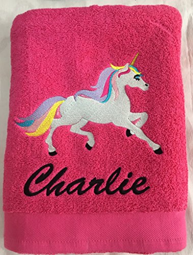 unicorn bath towel red