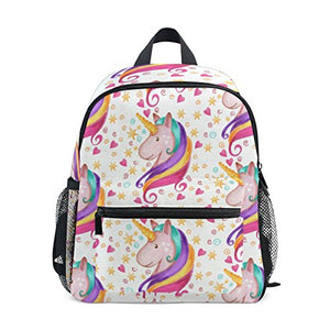 Multicoloured unicorn hearts backpack school bag