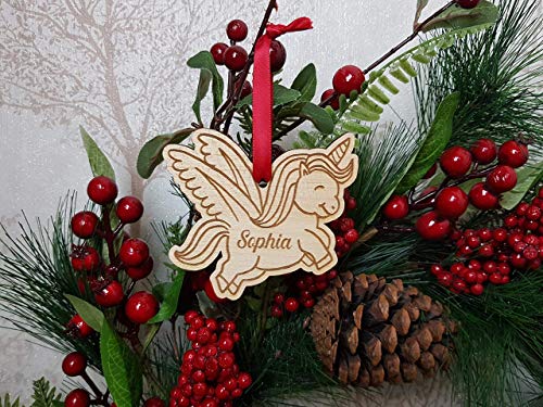 Wooden Personalised Unicorn Christmas Tree Decoration