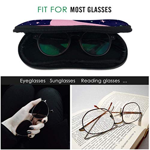 Unicorn Glasses Case- Starry Sky White Sunglasses Soft Case Ultra Light Neoprene Zipper Eyeglass Case