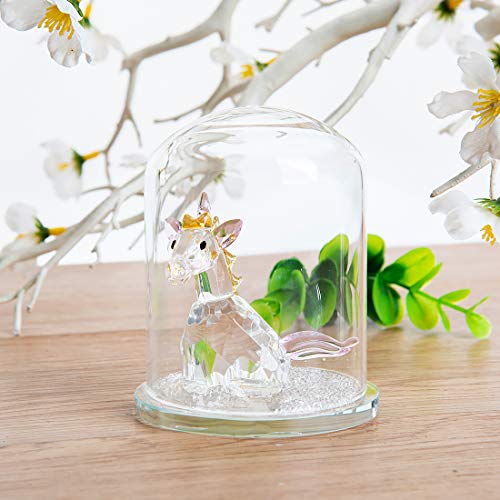 Crystal Unicorn Ornament In A Glass Dome 