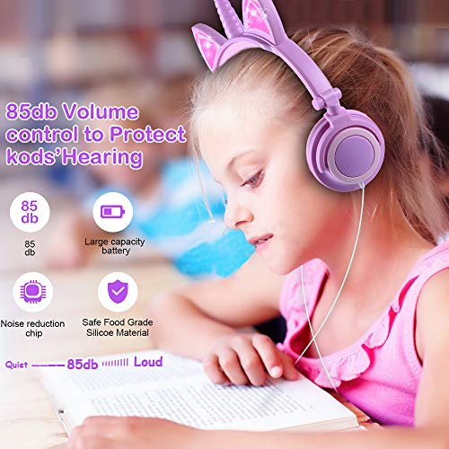 Girls Unicorn Headphones Lavender 