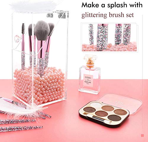 Crystal Glittered Unicorn Makeup Brush Set | Professional 10Pcs | With Make Up Bag