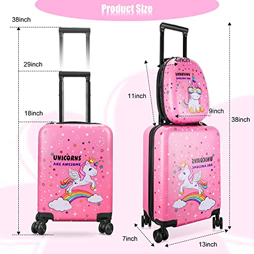 Kids Luggage Unicorn Suitcases | Pink