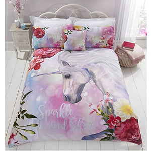 Sparkle And Shine Unicorn Duvet Cover and Pillowcase Bed Set | Single