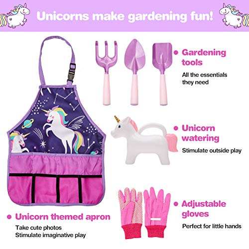 Kids Gardening Set - Childrens Gardening Set - Kids Gardening Tools - Kids Garden Tools - Gardening Tools for Kids - Kids Gardening Kit - Garden Tools for Kids - Unicorn Gardening Set for girls.