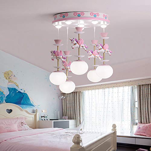 Pink Unicorn Chandelier Light Girls Bedroom
