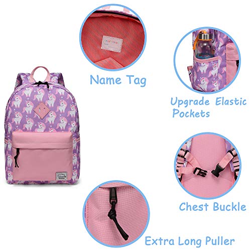 Children's Backpack Unicorn Girls School Backpack with Chest Buckle- Purple Pink