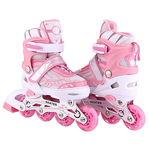 White & Pink Inline Roller Skates | For Kids 