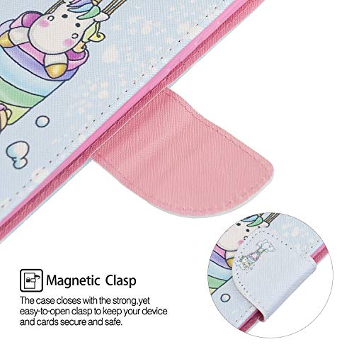 Nadoli Colorful Flip Case for iPhone 8 Plus/7 Plus 5.5",Cute Unicorn Painted Pu Leather Bookstyle Magnetic Closure Wrist Strap Wallet Case Cover with Stand Function