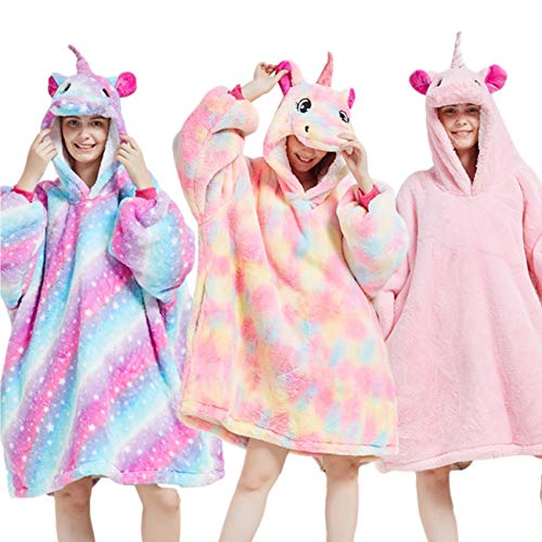 Oversized Hoodie Blanket | Wearable Sherpa Blanket | Unicorn | Pastel Coloured