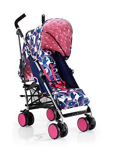 Cosatto super go baby pushchair push chair buggy pram easy to clean unicorn rainbow theme folds down raincover pink wheels