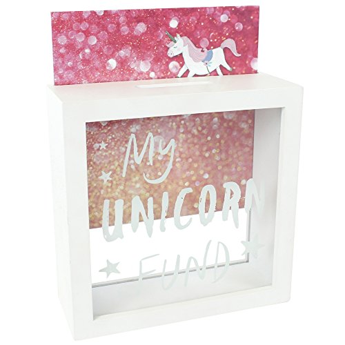 Unicorn Frame Clear See Through Money Box, White