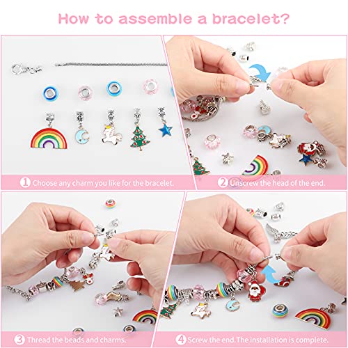 Unicorn Gifts for Girls Bracelet Making Kit - Arts Crafts for Kids, Girls Toys Age 6-12 Year Old Girl Gifts, Charm Jewellery for Children Christmas Gifts, Birthday Present Stocking Fillers for Teenage