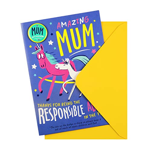 Unicorn Mothers Day Card | Hallmark | With Badge 