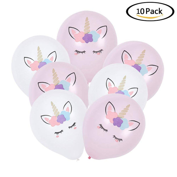 Unicorn Balloons White and Pink - 10 Pack