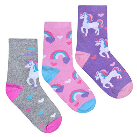 Girls 3 Pack Unicorn Socks