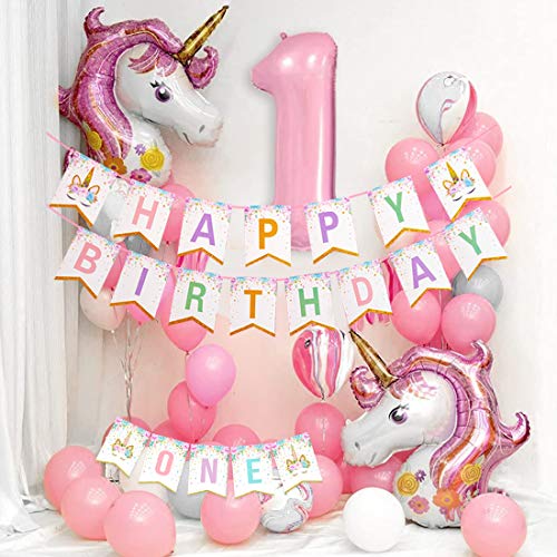 Unicorn Birthday Balloons 1st Birthday