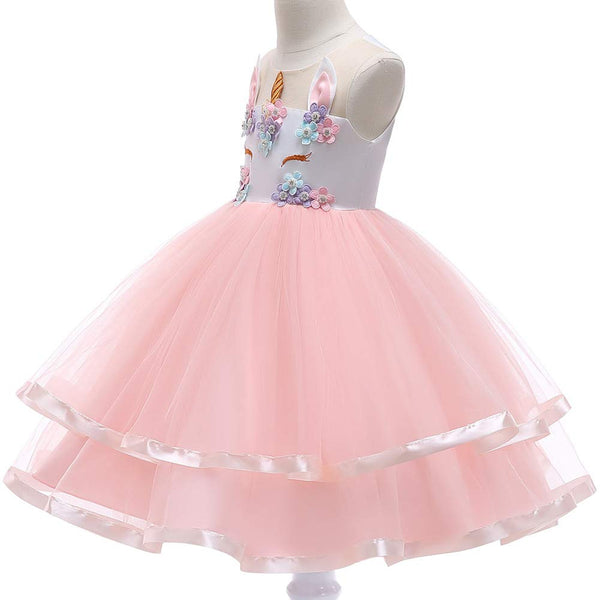 Unicorn Princess Girls Party Dress Pink 2-8 Years