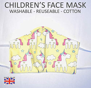 Children's Breathable Unicorn Face Mask | Face Covering | Reuseable Washable | Made in UK