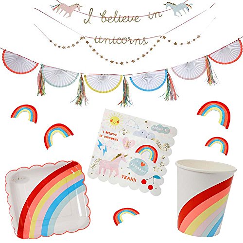 Luxury Design Unicorn and Rainbows Girls Birthday Party Bundle for 12