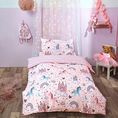 Dreamscene Unicorn Kingdom Toddler Duvet Cover | Junior/Cot Bed | 120 x 150cm