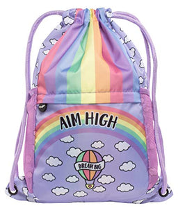 Kids Rainbow Drawstring Bag Waterproof PE Kit Bag Swimming Bag 