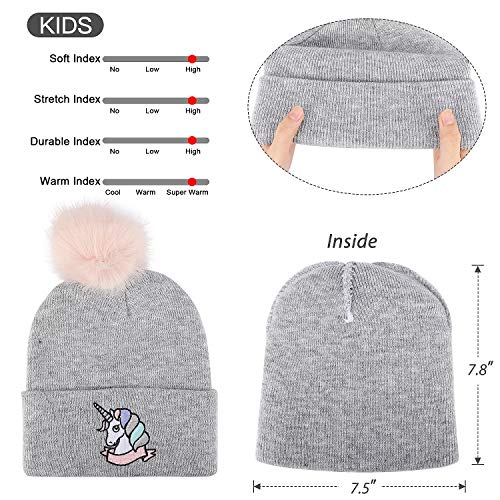 Kids Unicorn Grey Hat & Glove Set 