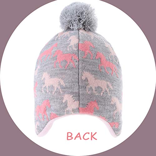 Unicorn Design Winter Hat For Girls 
